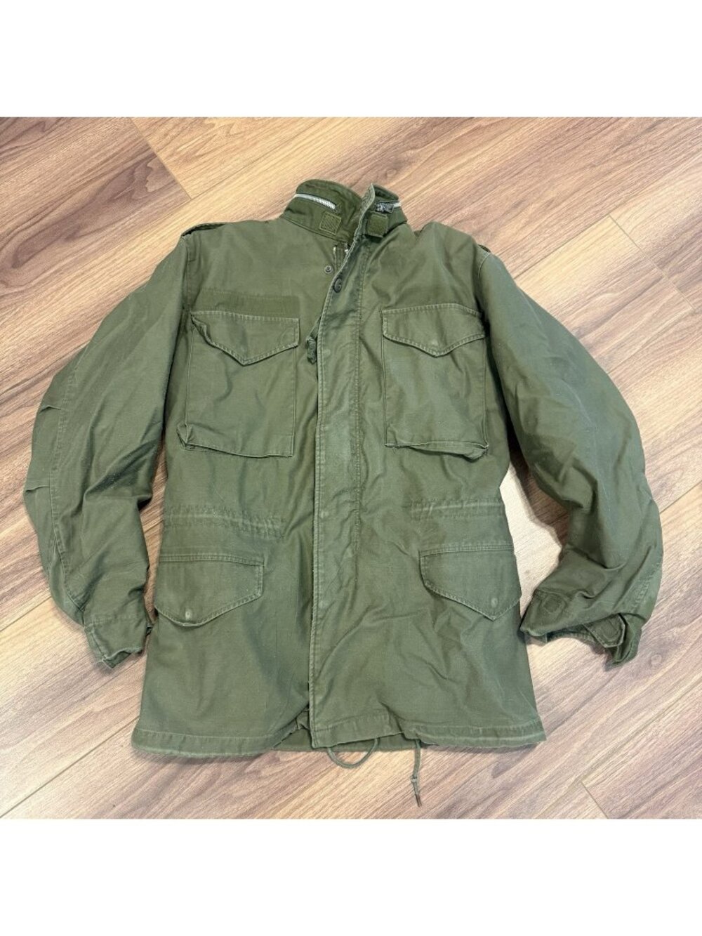 Vintage US Military OG-107 Sateen Jacket Mens Small Long Green Field Coat